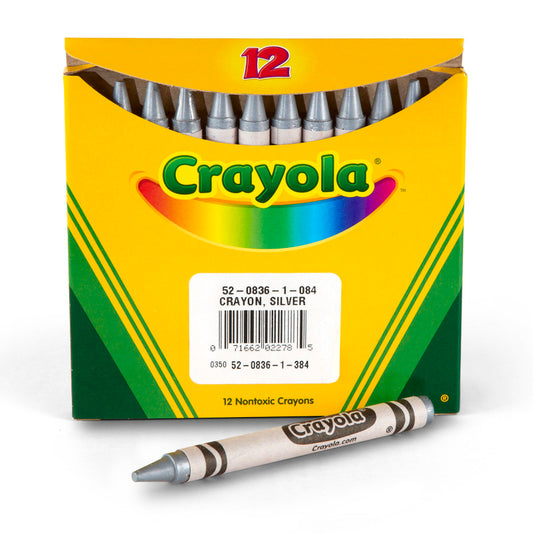 Bulk Crayons, Regular Size, Silver, 12 Count