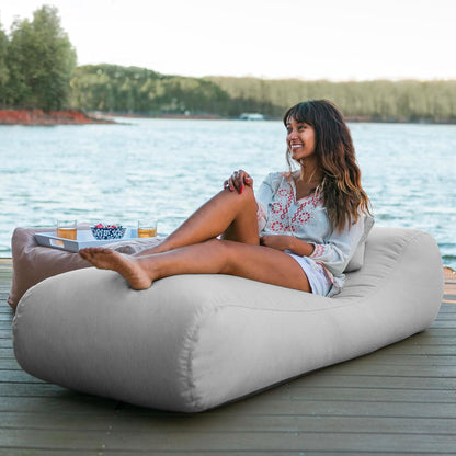 Arlo Outdoor Bean Bag Sun Lounger | Pool Patio Chaise Recliner |, Granite