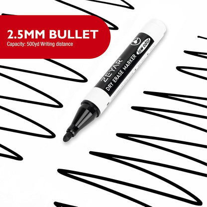 Low Odor Dry Erase Marker, Bullet Tip White Board Marker, 4 Count (4 Black)