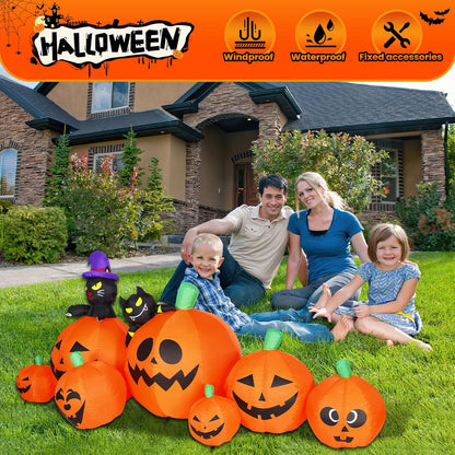 8 FT Halloween Inflatable Pumpkins with Ghosts Decorations Outdoor, Blow up Yard Decoration with Built-In LED Lights Décor for Outdoor Lawn Garden Holiday Party