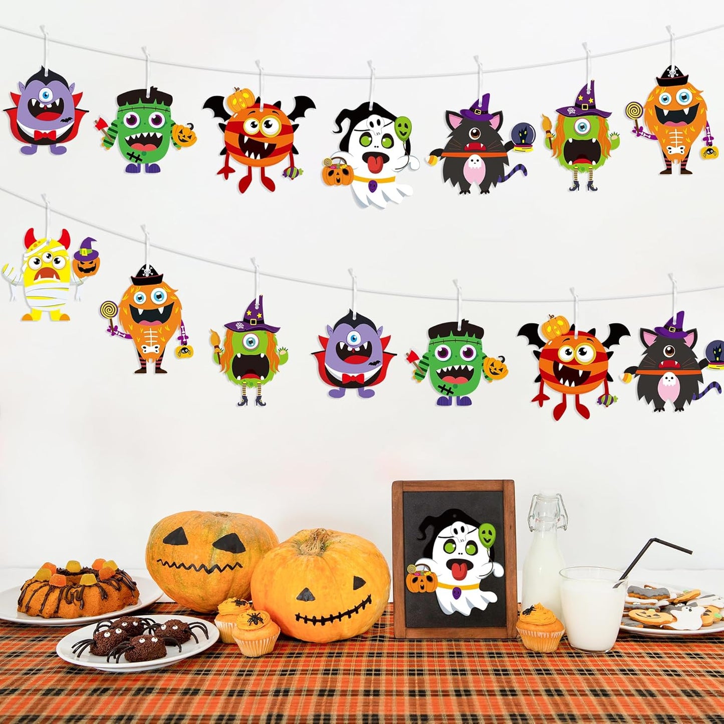 123Pcs Halloween Monster Crafts Kits for Kids, Halloween Hanging Ornaments DIY Make Your Own Monster Set Art, Halloween Handcraft Home Classroom Game Activities Party Favors Tree Decoration