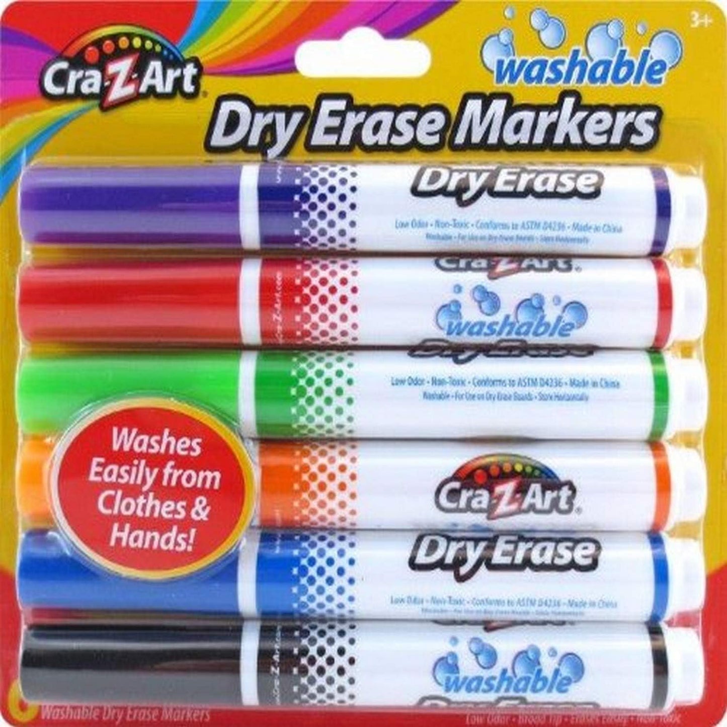 Kids Washable Broadline Dry Erase Markers, 6 Count