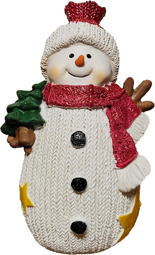 Snowman Christmas Decorations (5.5” H) Figurines Indoor Decor Resin Snow Man Figure Statue Collectibles Home Ornament