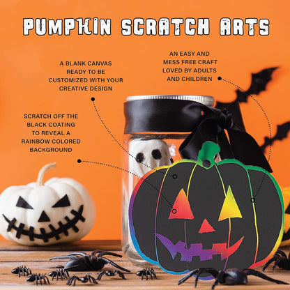 Halloween Magic Scratch Crafts for Kids and Adults - DIY Halloween Decorations - Haunted House Arts and Crafts Ornaments - Includes 24 Haunted House Ornaments, 24 Scratch Sticks, 24 Satin Cord Ribbons