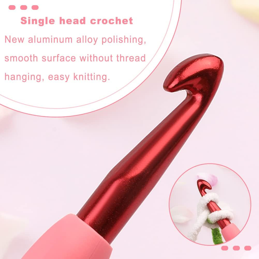 8 Mm Crochet Hook, Aluminum Soft Grip Rubber Handle Needles Ergonomic Knitting Needles Crochet Needle for Beginners and Handmade DIY Knitting Crochet (8 Mm)