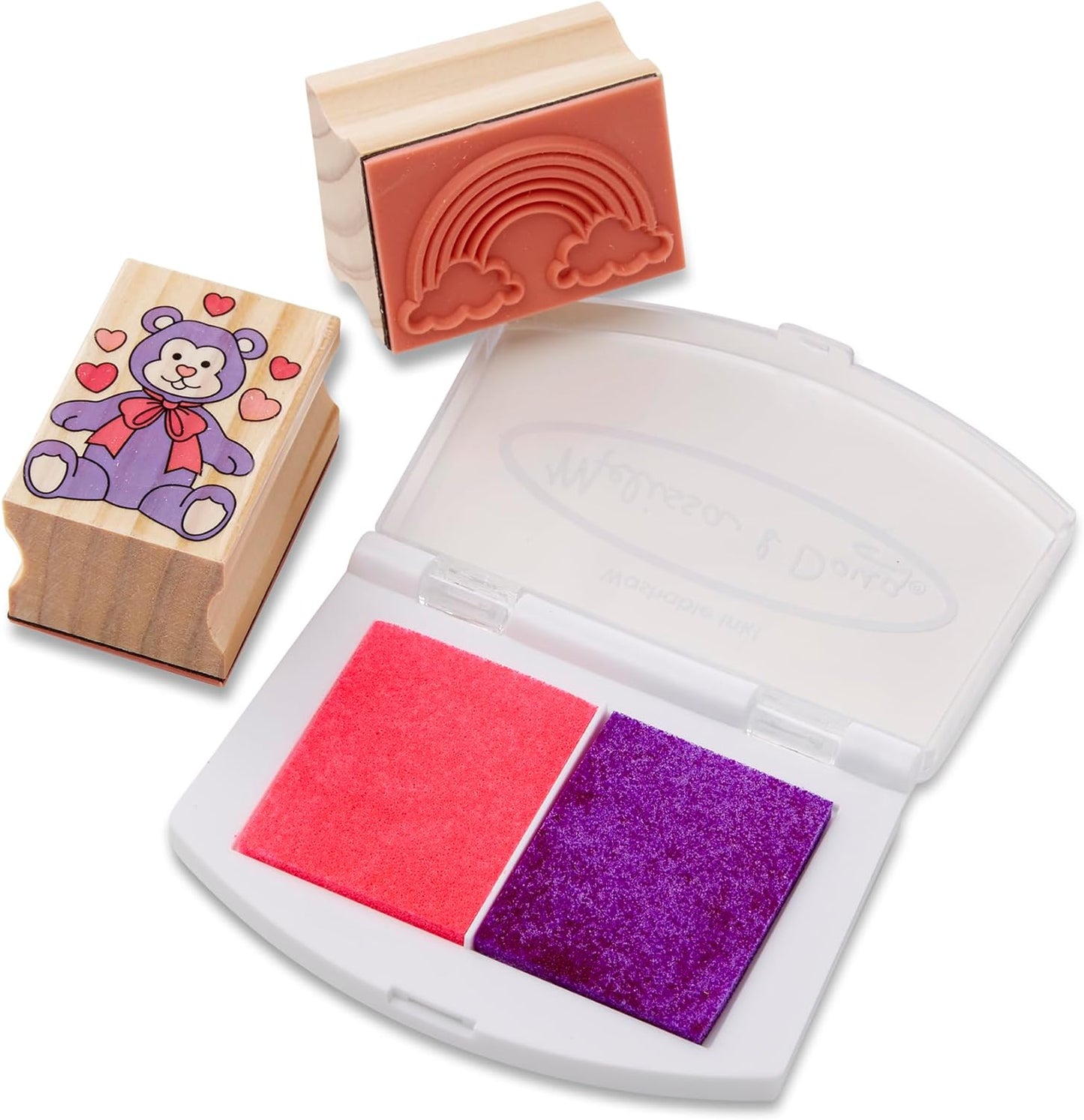 Wooden Stamp Set: Vehicles - 10 Stamps, 5 Colored Pencils, 2-Color Stamp Pad