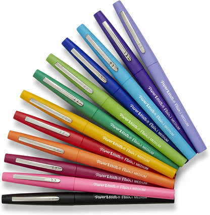 Felt Tip Pens Flair Marker Pens, Medium Point, Assorted, 24 Count