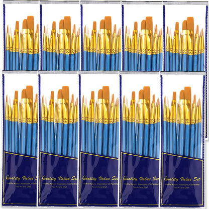 Paint Brushes Set, 2 Pack 20 Pcs Round-Pointed Tip Paintbrushes Nylon Hair Artist Acrylic Paint Brushes for Acrylic Oil Watercolor, Face Nail Art, Miniature Detailing & Rock Painting, Blue