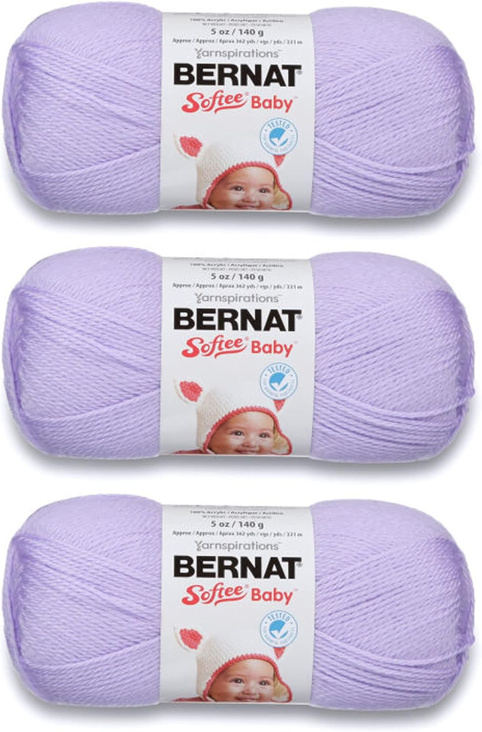 Softee Baby White Yarn - 3 Pack of 141G/5Oz - Acrylic - 3 DK (Light) - 362 Yards - Knitting/Crochet