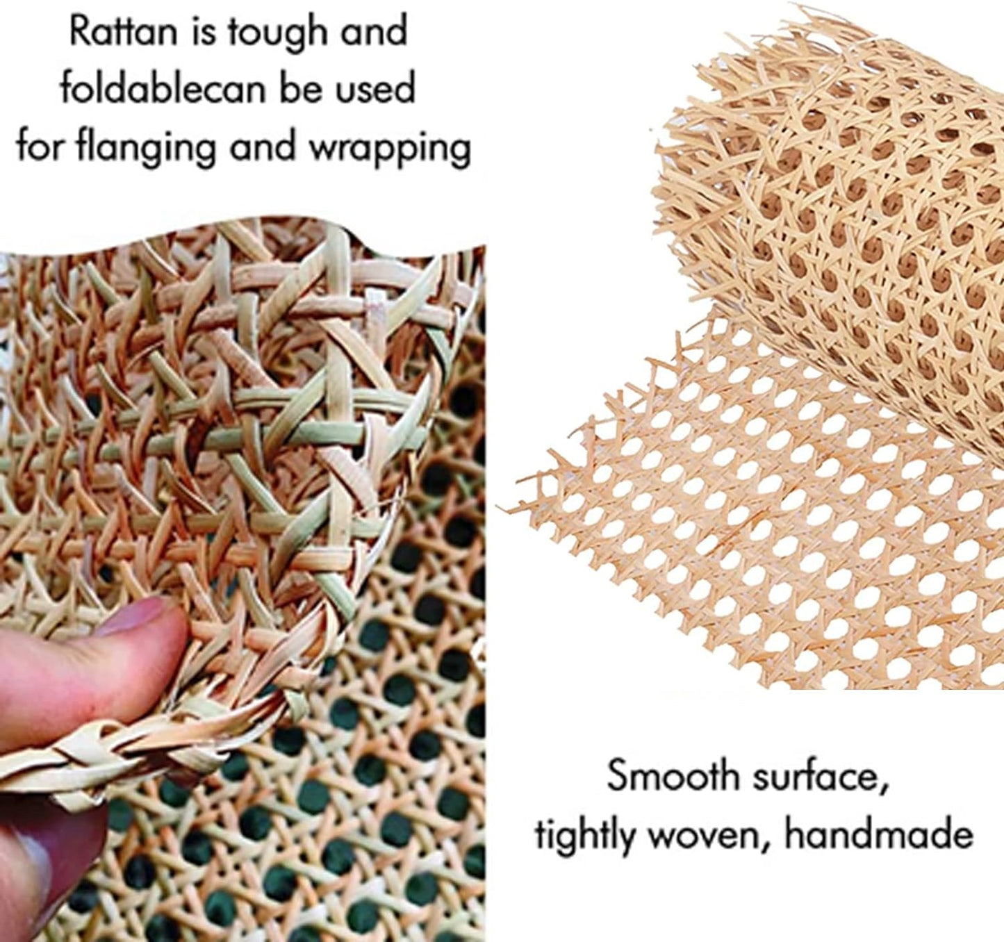 16" X5Ft Natural Rattan Cane Webbing, Woven Open Mesh Cane Net Roll for DIY Caning Furniture Decor Projects: Chair, Cabinet, Ceiling and Door(59X17 In)