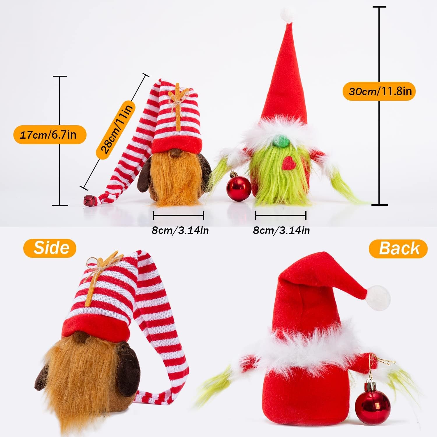 Christmas Gnomes Decorations 2-Pack Handmade Swedish Tomte Plush Gnomes Scandinavian Santa Elf Christmas Table Tiered Tray Ornament Christmas Decor Gifts