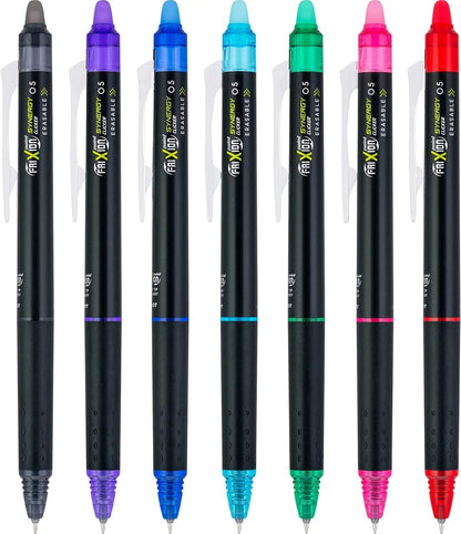 , Frixion Synergy Clicker Erasable, Refillable, Retractable Gel Ink Pens, Extra Fine Point 0.5 Mm, Pack of 7, Assorted Colors