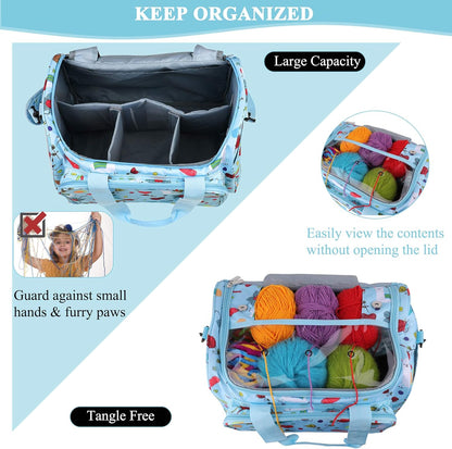 Knitting Bag Large Crochet Bag, Huge Knitting Bags and Totes Organizer Yarn Storage Organizer for Unfinished Project, Knitting Needles, Crochet Hooks, Skeins Yarn -Ideal Knitting & Crochet Gift