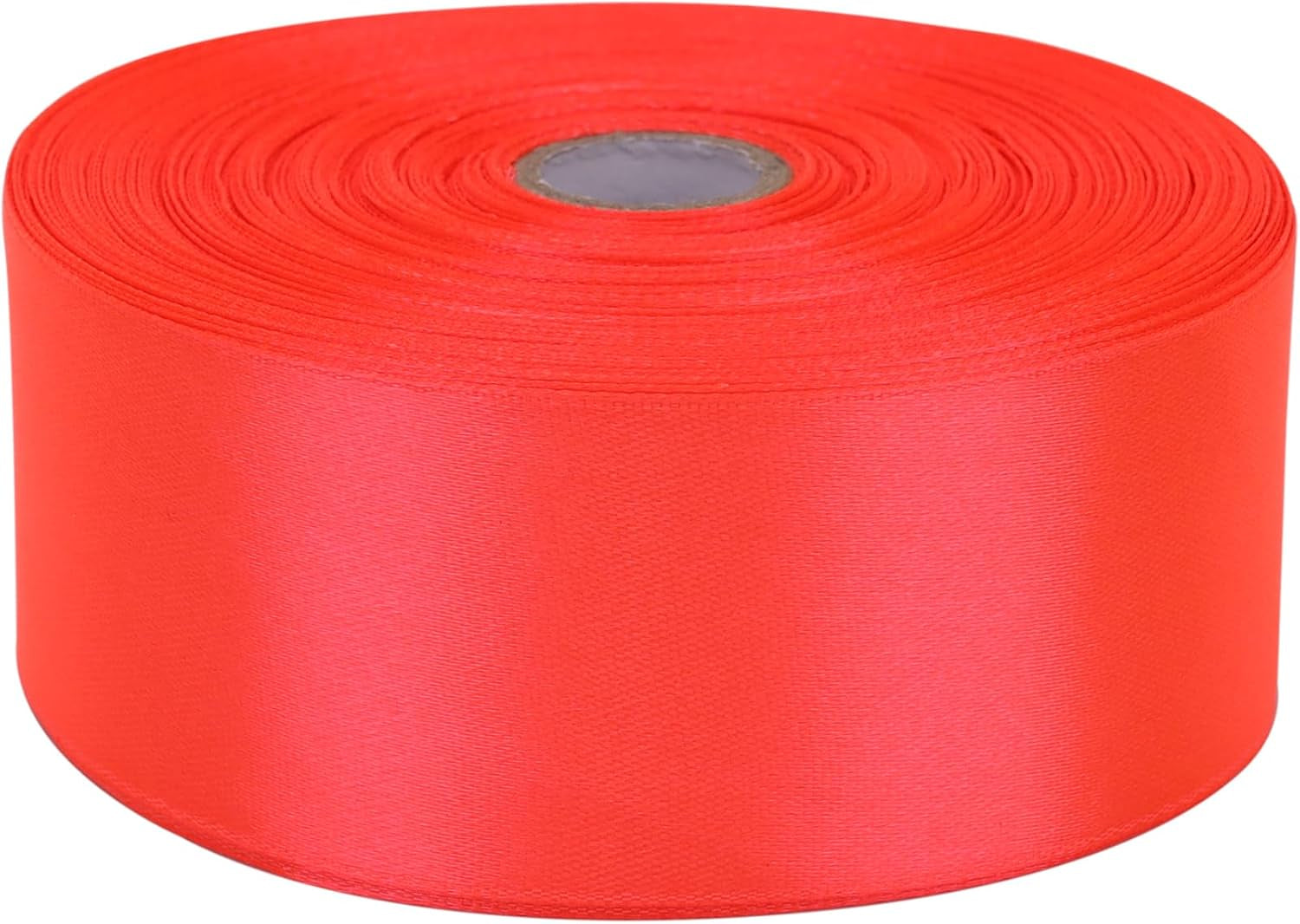 Satin Ribbon 50 Yards Solid Fabric Ribbons Roll for Wedding Invitations, Bridal Bouquets, Sewing, Party Decorations, Gift Wrapping and More (Orange Red, 1-1/2 Inch)