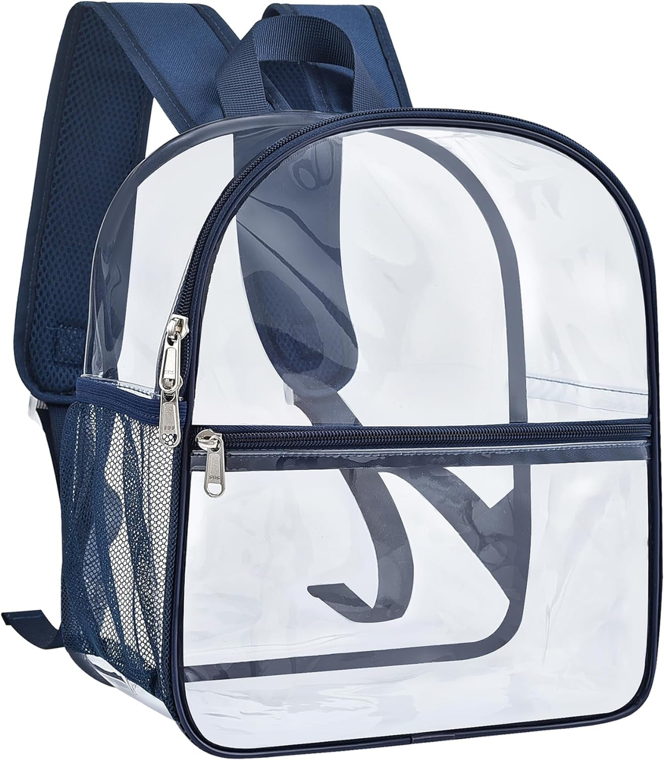 Clear Backpack Stadium Approved 12×12×6 with Reinforced and Wider Shoulder Straps, Small Clear Bag for Schools, Concerts, Work, Festivals and Sporting Events - Black