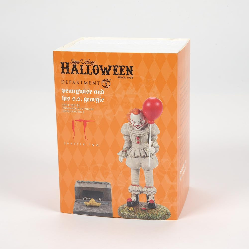 Snow Village Accessories Halloween IT Chapter Two Pennywise and the S.S. Georgie Figurine Set, Standard, Multicolor