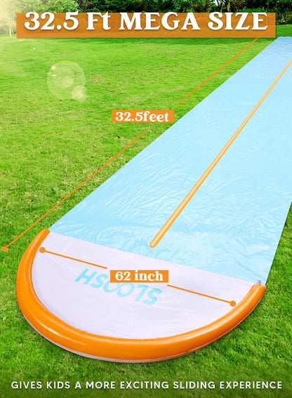 32.5Ft Extra Long Water Slide with 2 Inflatable Boards, Lawn Water Slides for Kids Adults, Double Lane Waterslide Slip Sprinkler, Backyard Summer Outdoor Water Toy