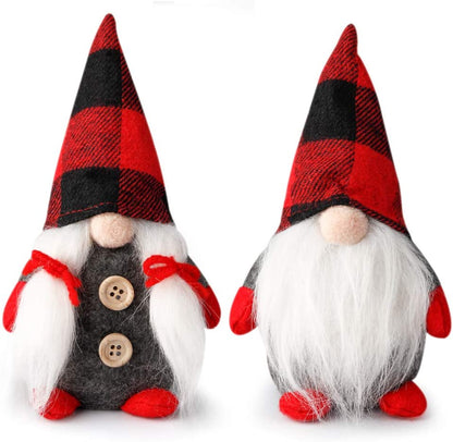 Mr and Mrs Christmas Gnomes Plush Set of 2, Handmade Swedish Tomte Santa Scandinavian Figurine Nordic Plush Elf Doll Gnome Ornaments Gnomes Christmas Decorations Home Decor 7.5 Inch