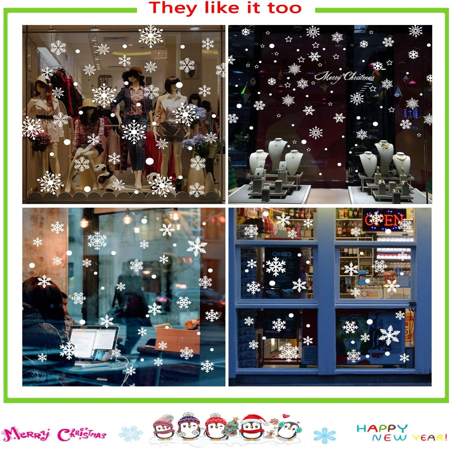 321PCS Snowflake Window Clings for Glass Windows, 9 Sheets Christmas Window Clings for Glass Windows, Christmas Window Stickers for Glass, Winter Window Clings for Glass Windows, Holiday Office