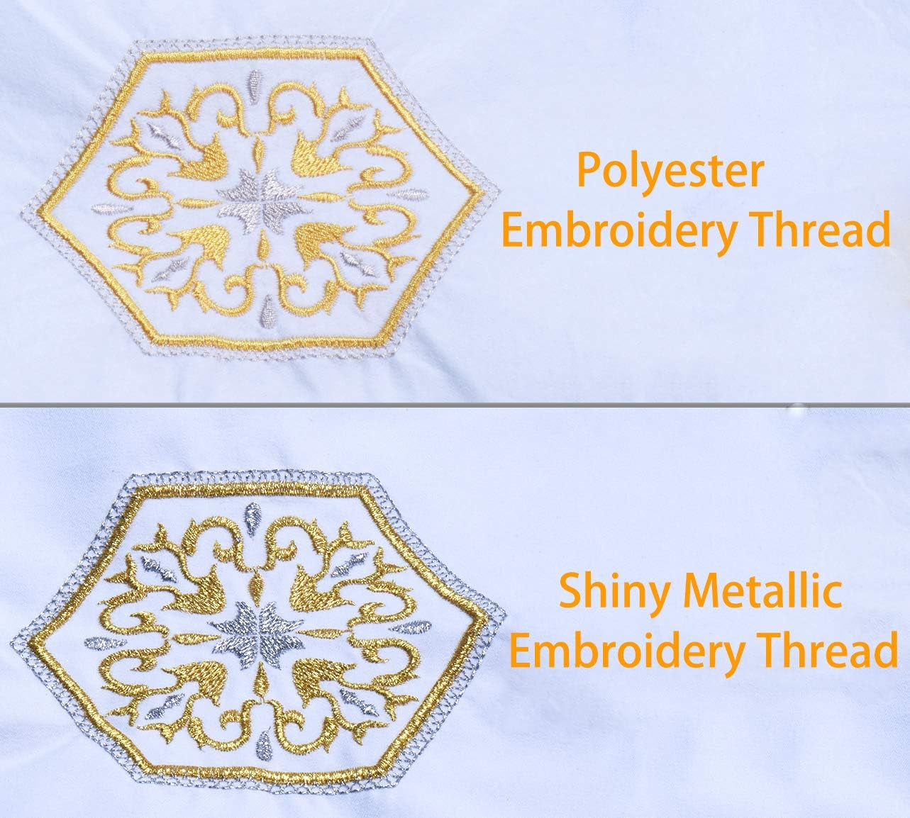 6 Spools Metallic Embroidery Machine Thread (3 Gold+ 3 Silver Colors) 500M(550Y) for Embroidery and Decorative Sewing