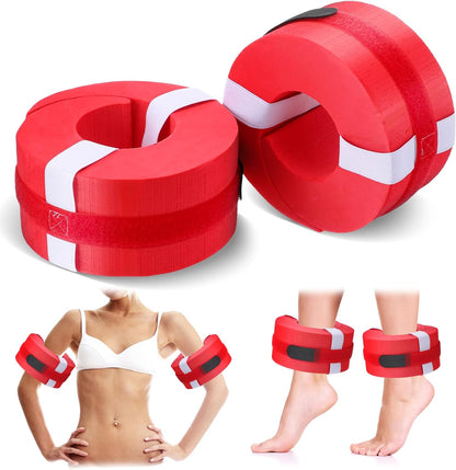 2 Pcs Foam Swim Aquatic Cuffs Equipment Water Aerobics Float Ring with Detachable Hook and Loop Fastener Fitness Workout Set for Swimming Fitness Training Pool Exercise