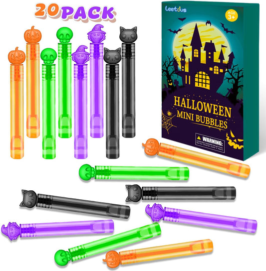 Halloween Mini Bubble Wands for Kids 20 PCS, Halloween Party Favors Prizes Toys Gifts for Toddlers, Small Basket Goodie Bag Stuffers Fillers, Halloween Treats Non Candy for Boys Girls