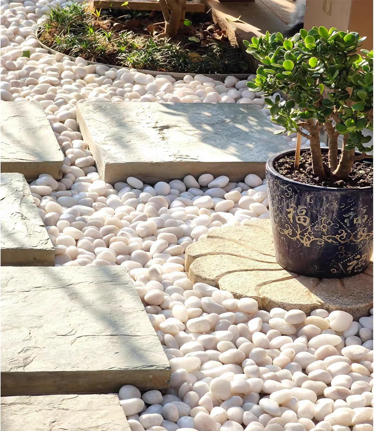 5 Lbs White River Rocks, Polished Pebbles for Indoor Plants, 1-2 Inch Decorative White Stones for Plants Vase Aquarium Fish Tank and Outdoor Garden Landscaping Rocks