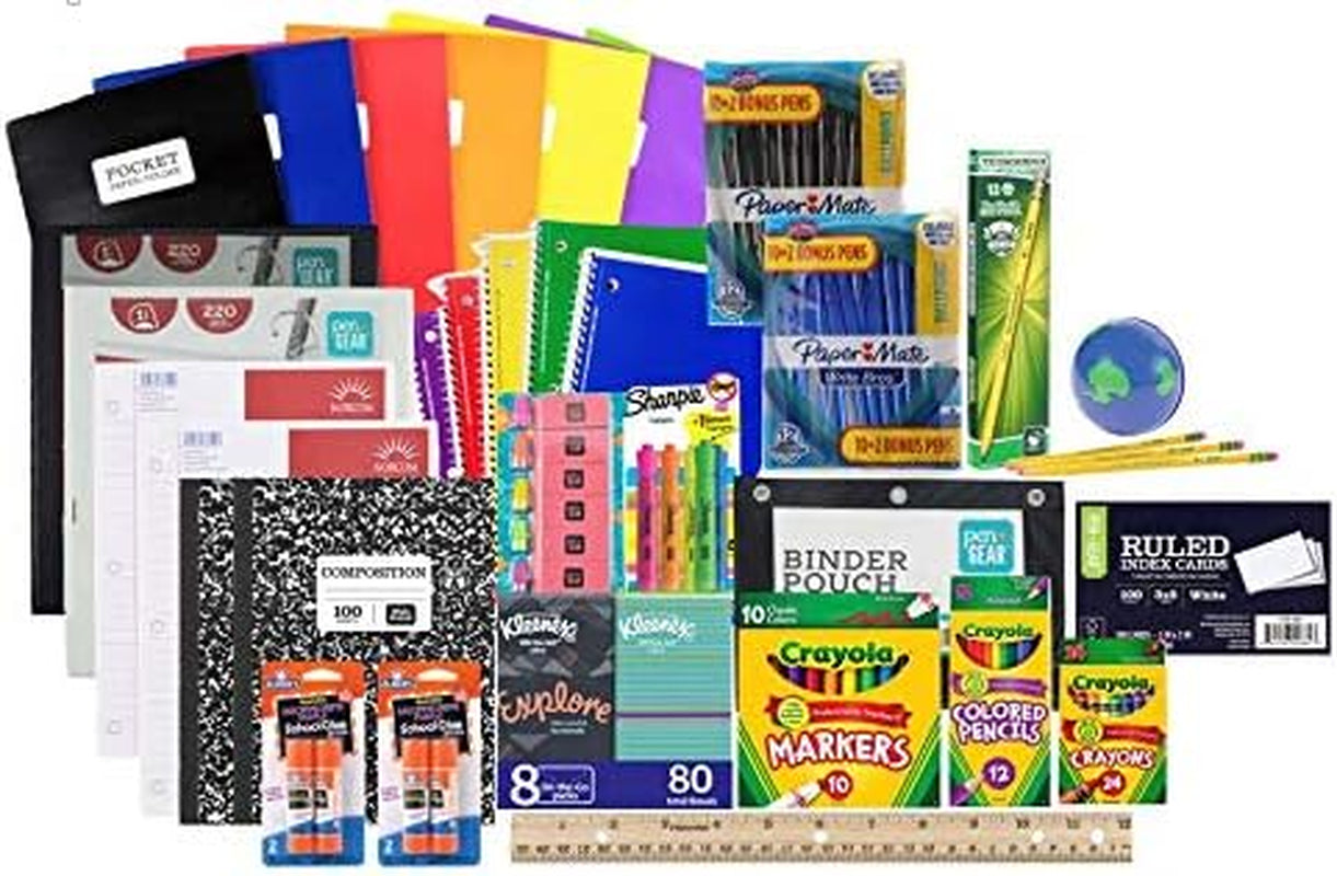 Mega Back to School Supply Kit Bundle - over 90+ Items for All Grades - Wide Ruled