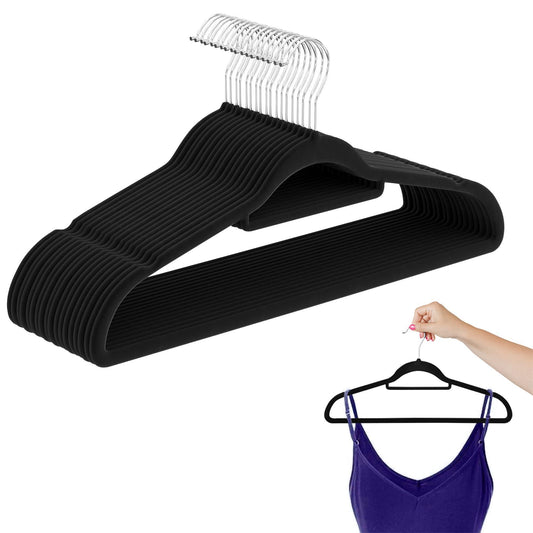 Black Velvet Hangers 17.5. Pack of 25 Thin Hangers Non Slip Velvet for Any