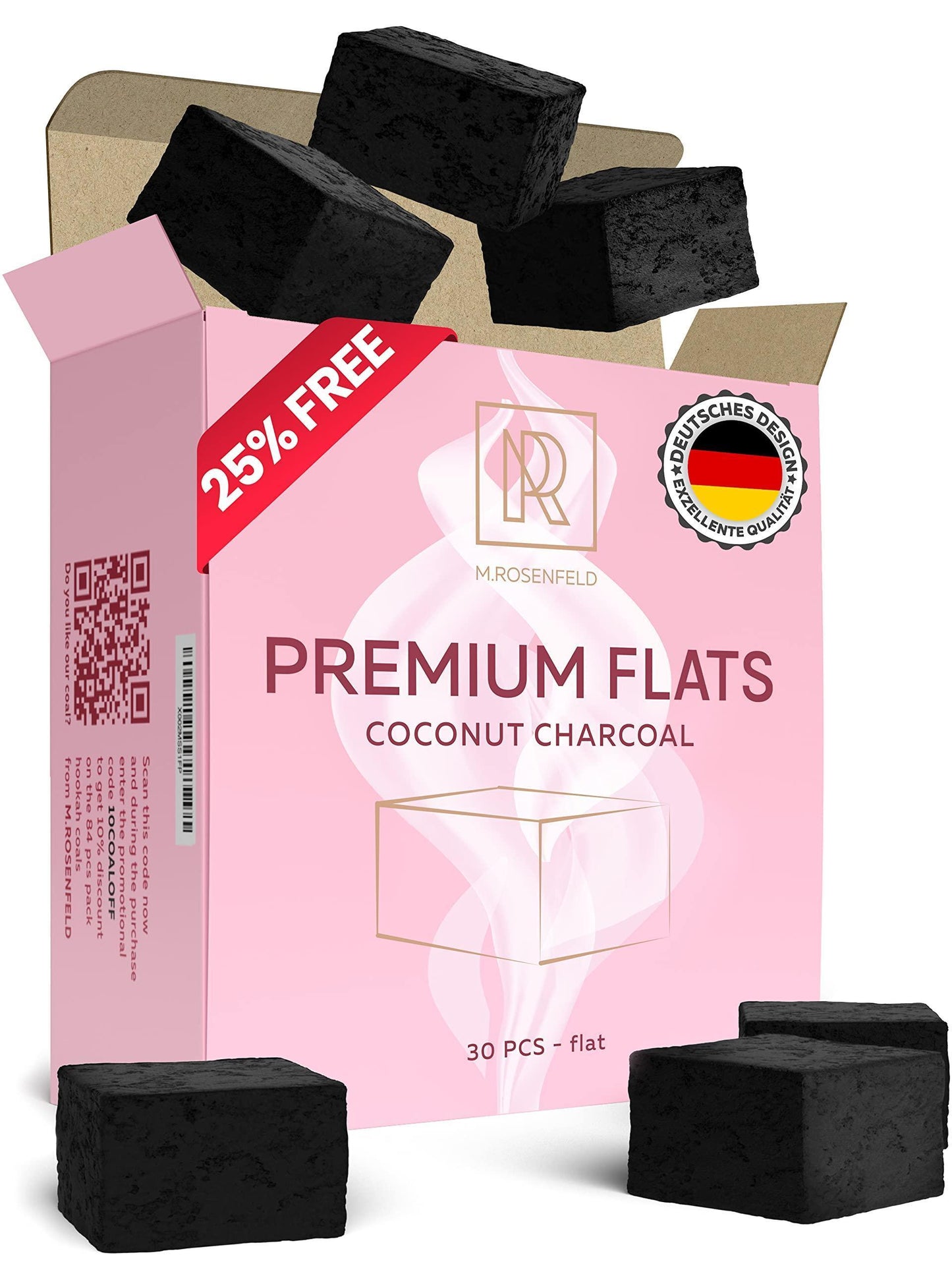 Hookah Coals Flats Coconut Charcoal for Hookah – 30 Count Value Pack Premium