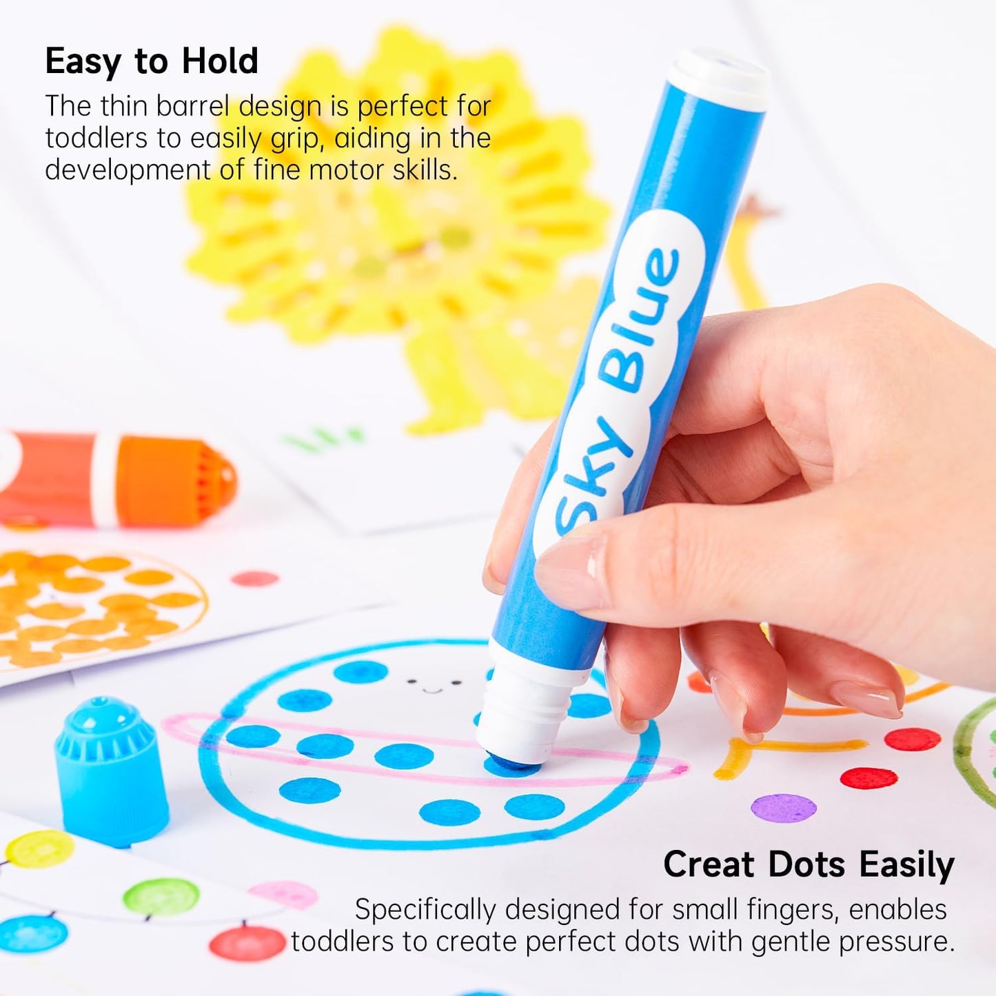 Dot Markers, 15 Colors Washable Markers for Toddlers,Bingo Daubers Supplies Kids Preschool Children, Non Toxic Water-Based