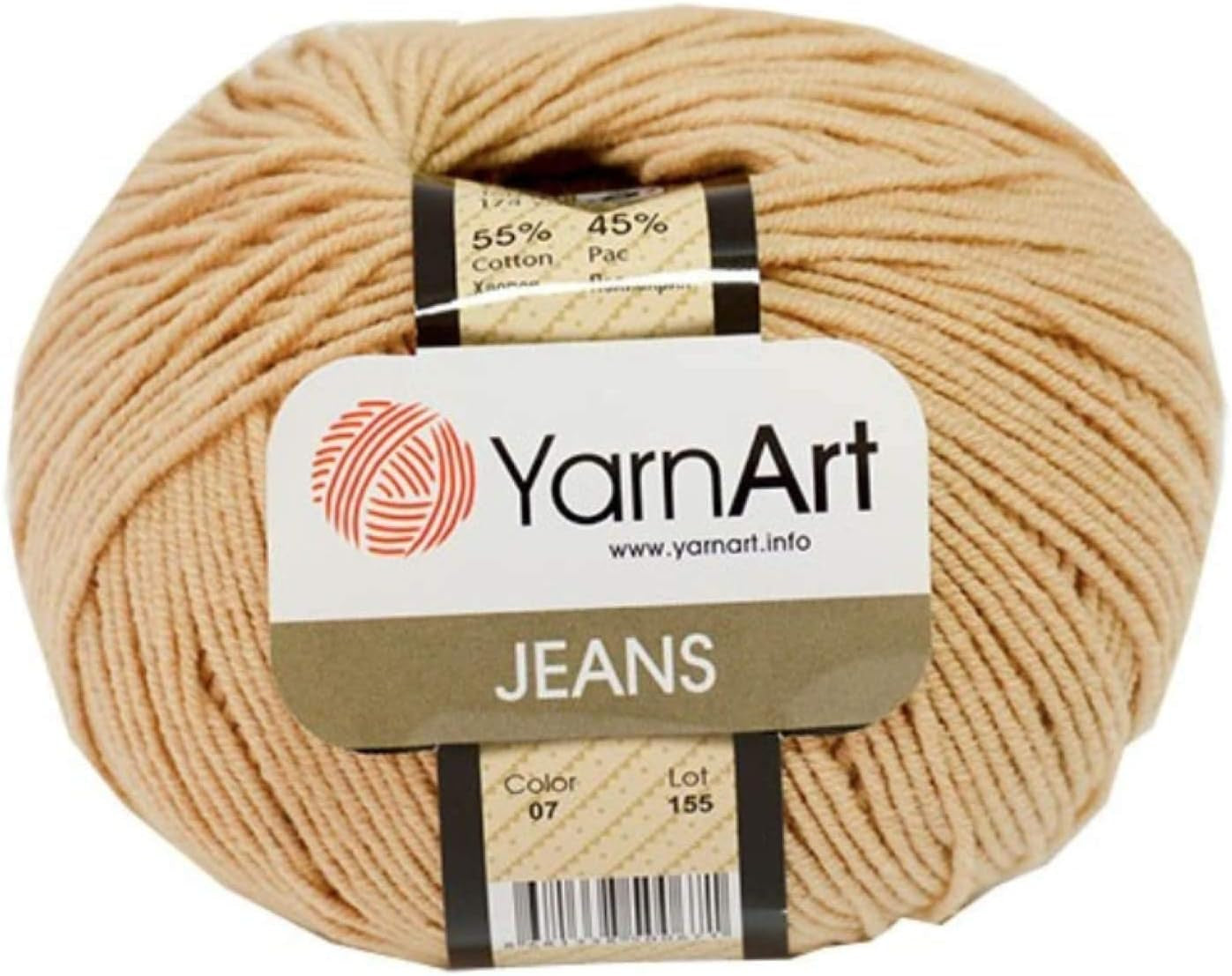 55% Cotton 45% Acrylic  Jeans Sport Yarn 1 Skein/Ball 50 Gr 174 Yds (1)