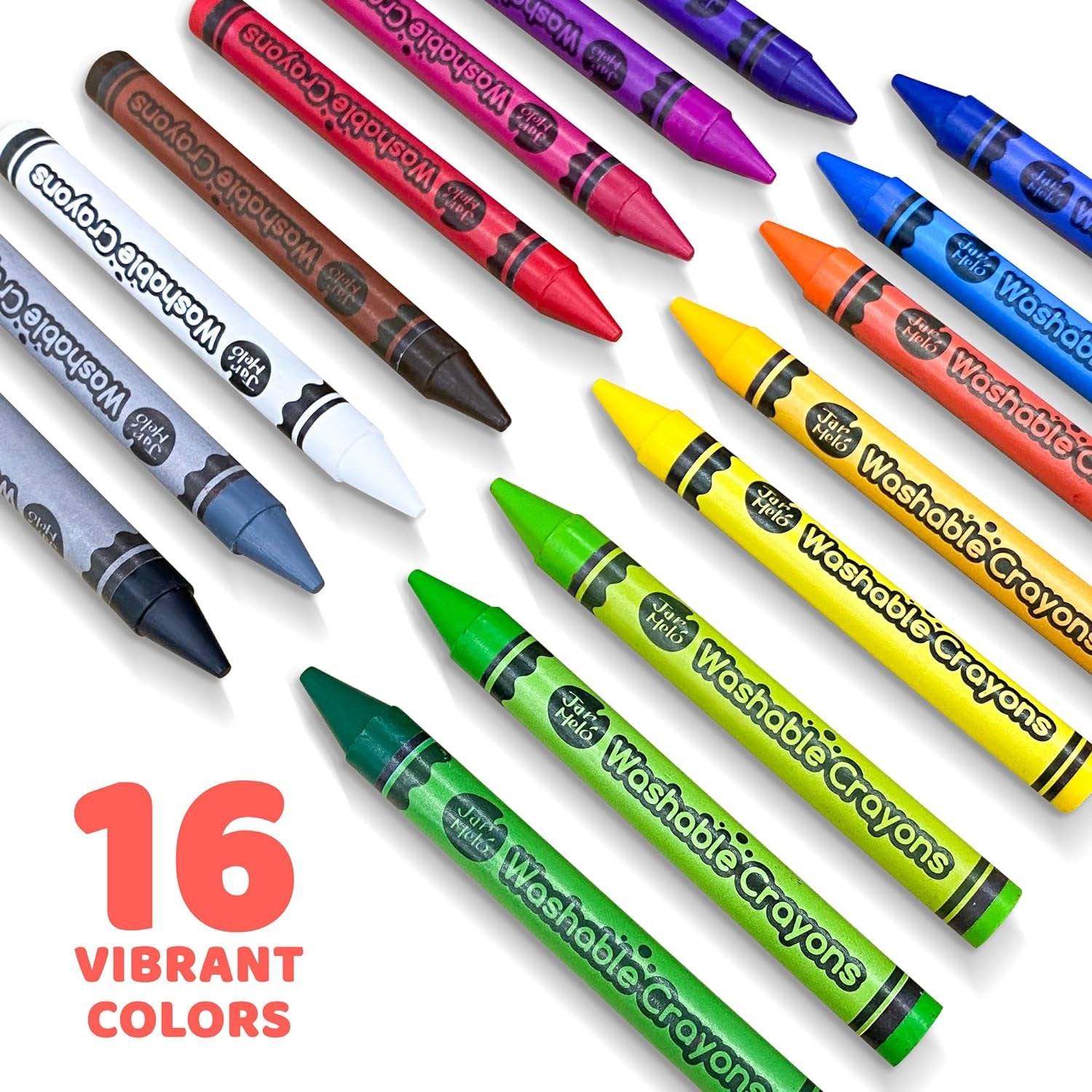 16 Colors Jumbo Crayons for Toddlers 1-3, Non Toxic Washable Crayons for Babies, Easy to Hold Large Crayons for Kids Ages 4-8, Safe for Babies and Kids，Toddler Art Supplies