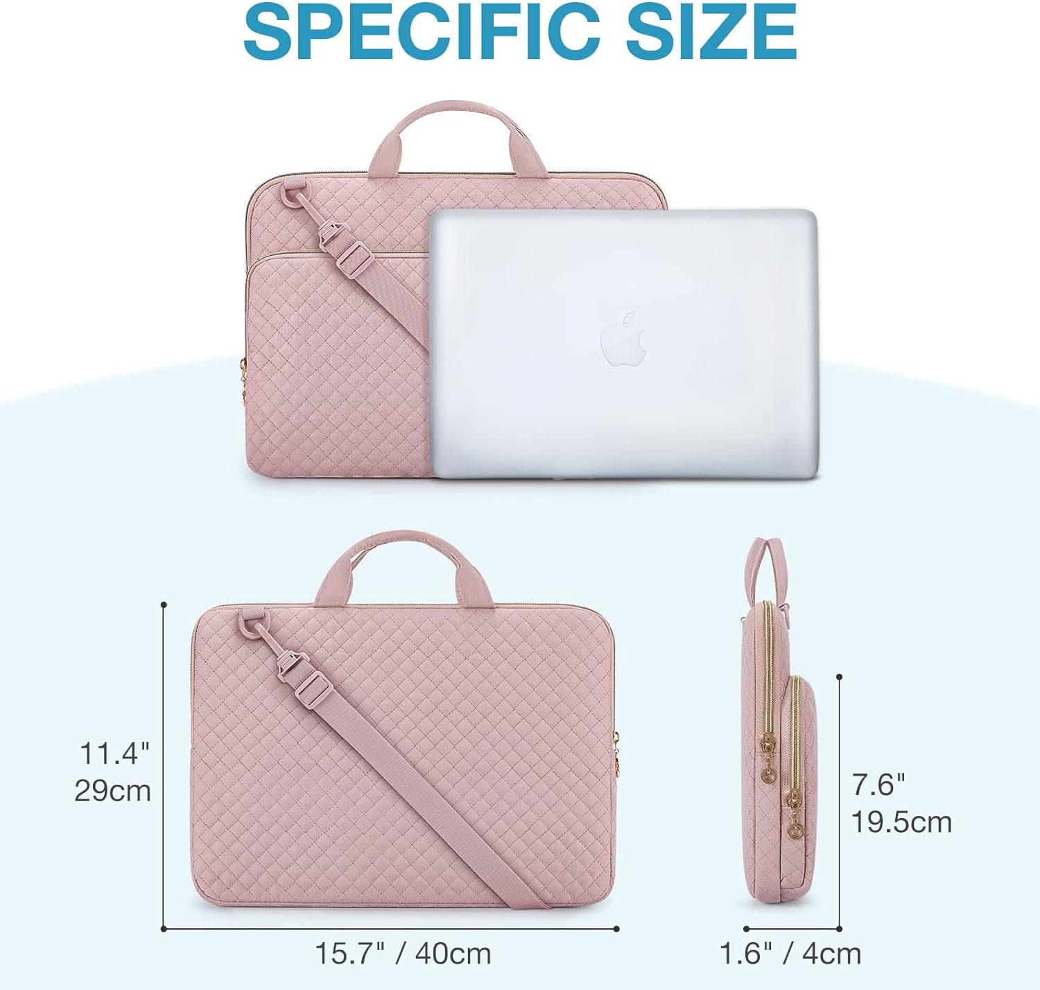 15.6 Inch Laptop Shoulder Bag, Laptop Sleeve Compatible with Macbook Pro 16 Inch,15.6 Inch Hp,Dell,Acer Aspire,Asus Notebook,Laptop Protective Case with Shoulder Strap,Pocket,Handle,Gray