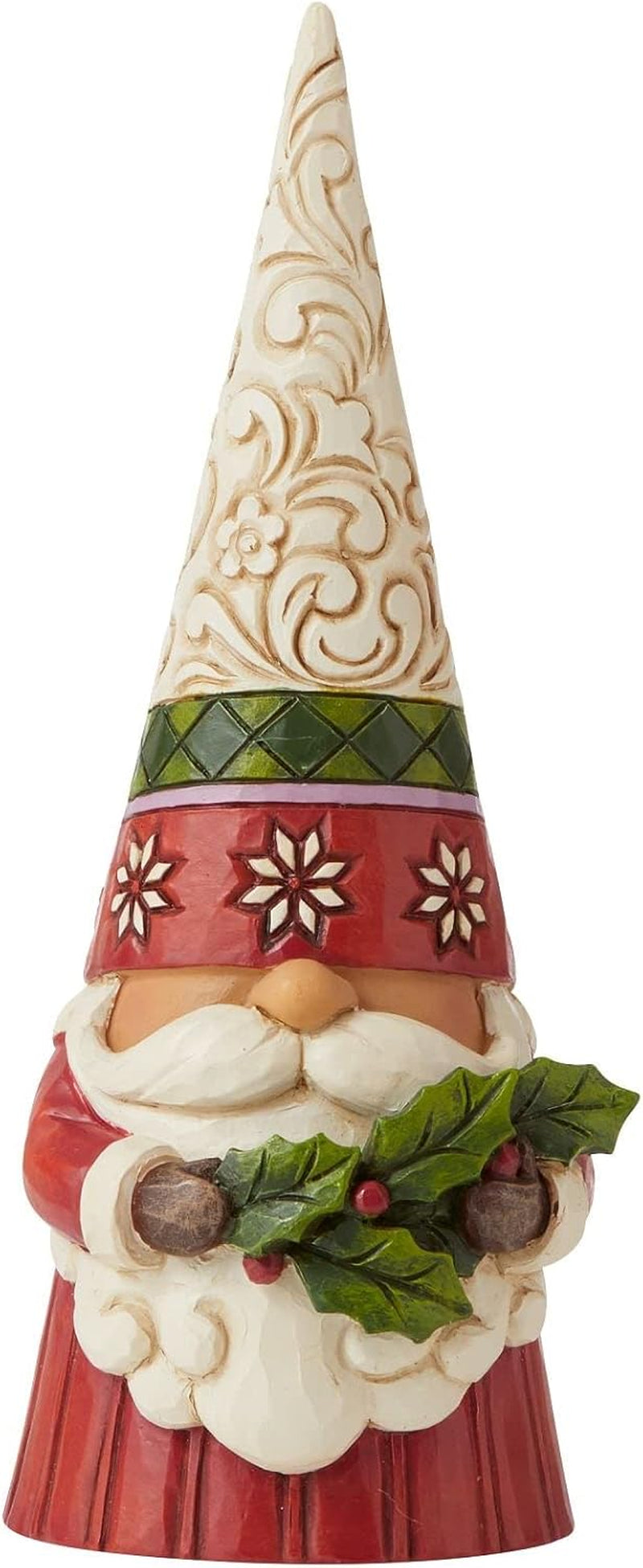 Jim Shore Heartwood Creek Christmas Gnome Holding Holly Sprig of Spirit Figurine, 6.3 Inch, Multicolor, Red