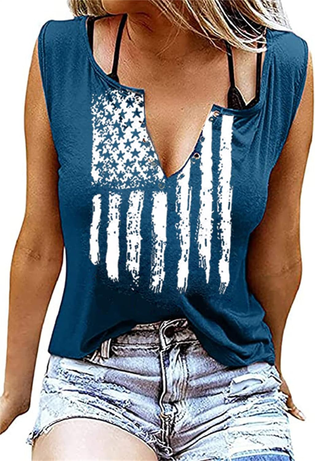 Women American Flag Shirt 4Th of July Independence Day Tank Tops Stars Stripes USA Patriotic Sleeveless Tee