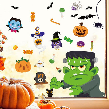 Cute Halloween Window Clings Halloween Window Decorations Halloween Window Stickers Double Sided Halloween Window Decals for Halloween Party Decorations