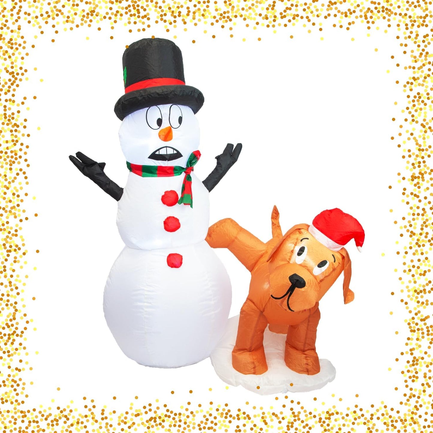 Christmas Decorations 4 FT Inflatable Snowman and Dog Is Stealing Snowman'S Hand Funny Holiday Blow up Outdoor/Indoor/House/Yard Decor with LED Lights and Free Storage Bag