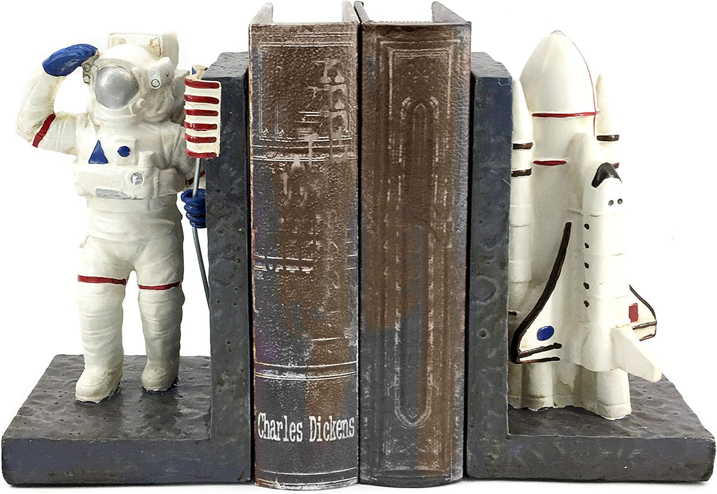24650 Decorative Bookends Astronaut Space Rocket Ship Book Ends Stoppers Holders Unique Modern Home Accents 7 Inch Tall