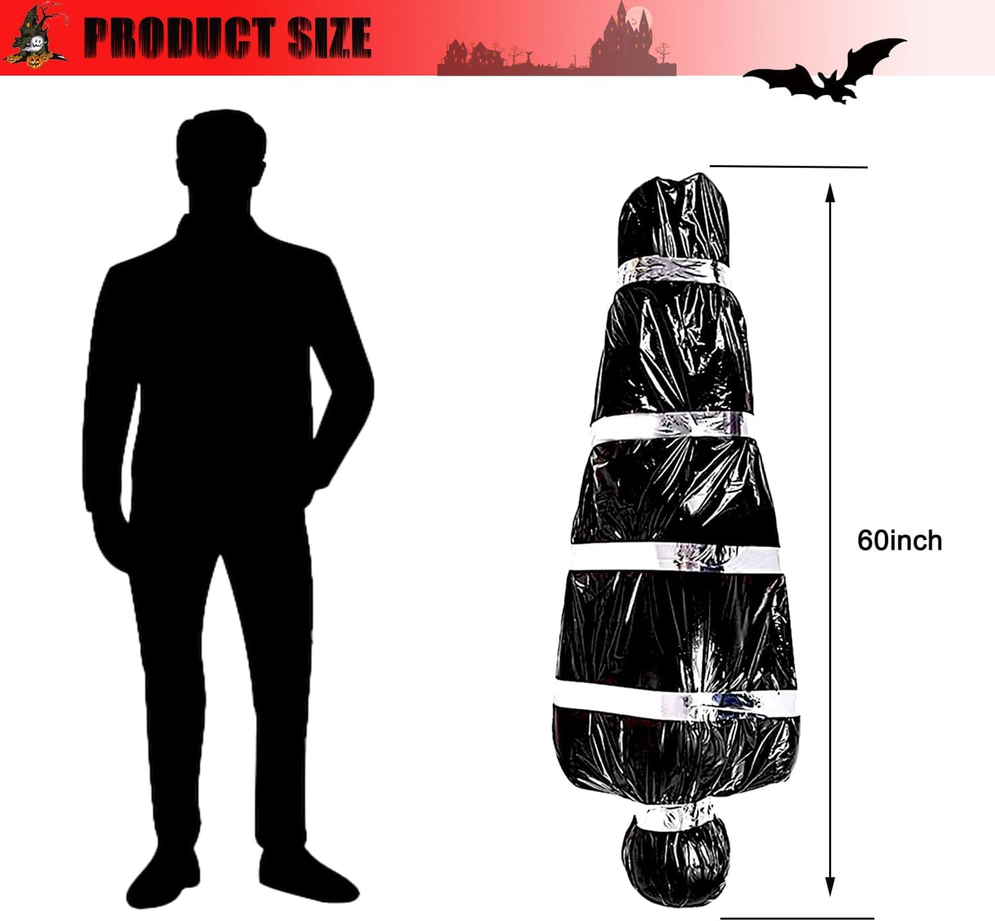 2Pack Halloween Body Bag Corpse Decorations Dead Corpse 60 Inch Outdoor Hanging Death Victim Props Decorations Scary Fake Body Bag Indoor Outdoor Coffin Props Creepy Decor Haunted House Decorations
