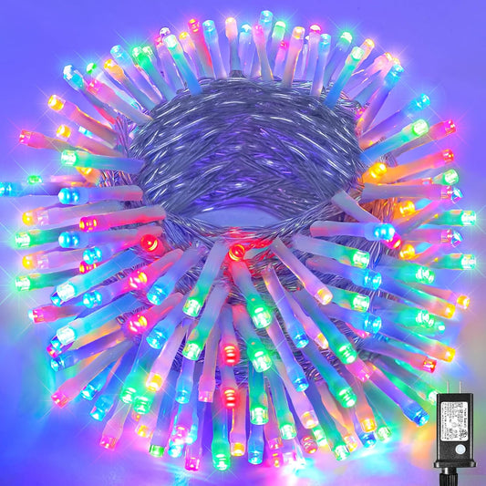 300 LED Christmas Lights Outdoor - 99Ft Extra Long Christmas String Lights 8 Modes Plug in Waterproof Fairy Lights with Timer Memory for Indoor outside Bedroom Home Party Decoration, Multicolor