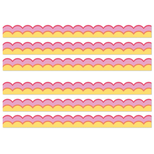 Happily Ever Elementary Retro Remix Warm Waves Scalloped Bulletin Board Borders, 39 Feet Per Pack, 6 Packs