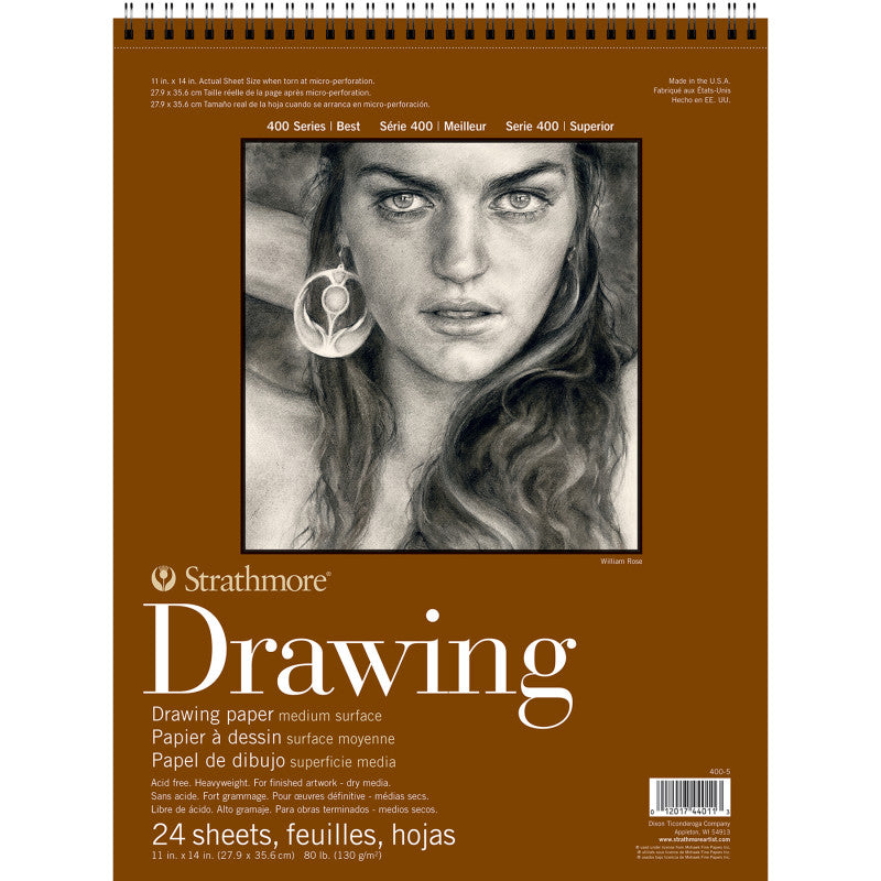 400 Series Drawing Pad, Smooth Finish, Wire Binding, 24 Sheet, 11x14 inch, 1 Count