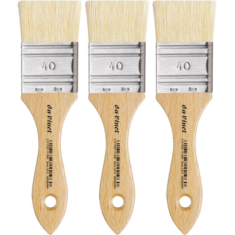 MAESTRO2 Mottler Brush, Natural Bristle, Acrylic & Oil, Flat, Series 2475, Size 40, Pack of 3