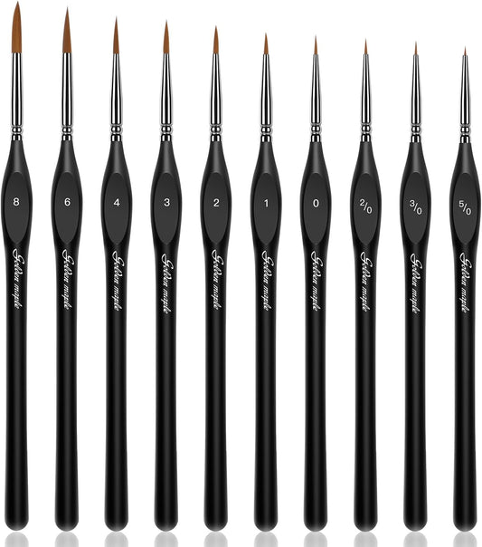 Detail Paint Brushes Set 10Pcs Miniature Brushes for Fine Detailing & Art Painting - Acrylic, Watercolor,Oil,Models, 40K