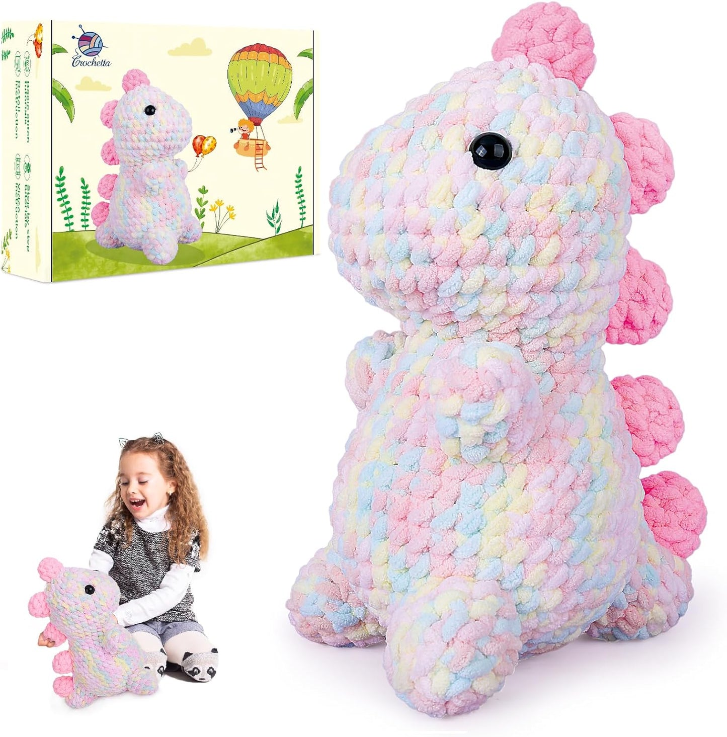 Crochet Kit for Beginners, Amigurumi Crocheting Animals Kits W Step-By-Step Video Tutorials, Knitting Starter Pack for Adults and Kids, Jumbo 2 Octopus Familly (40%+ Yarn Content)