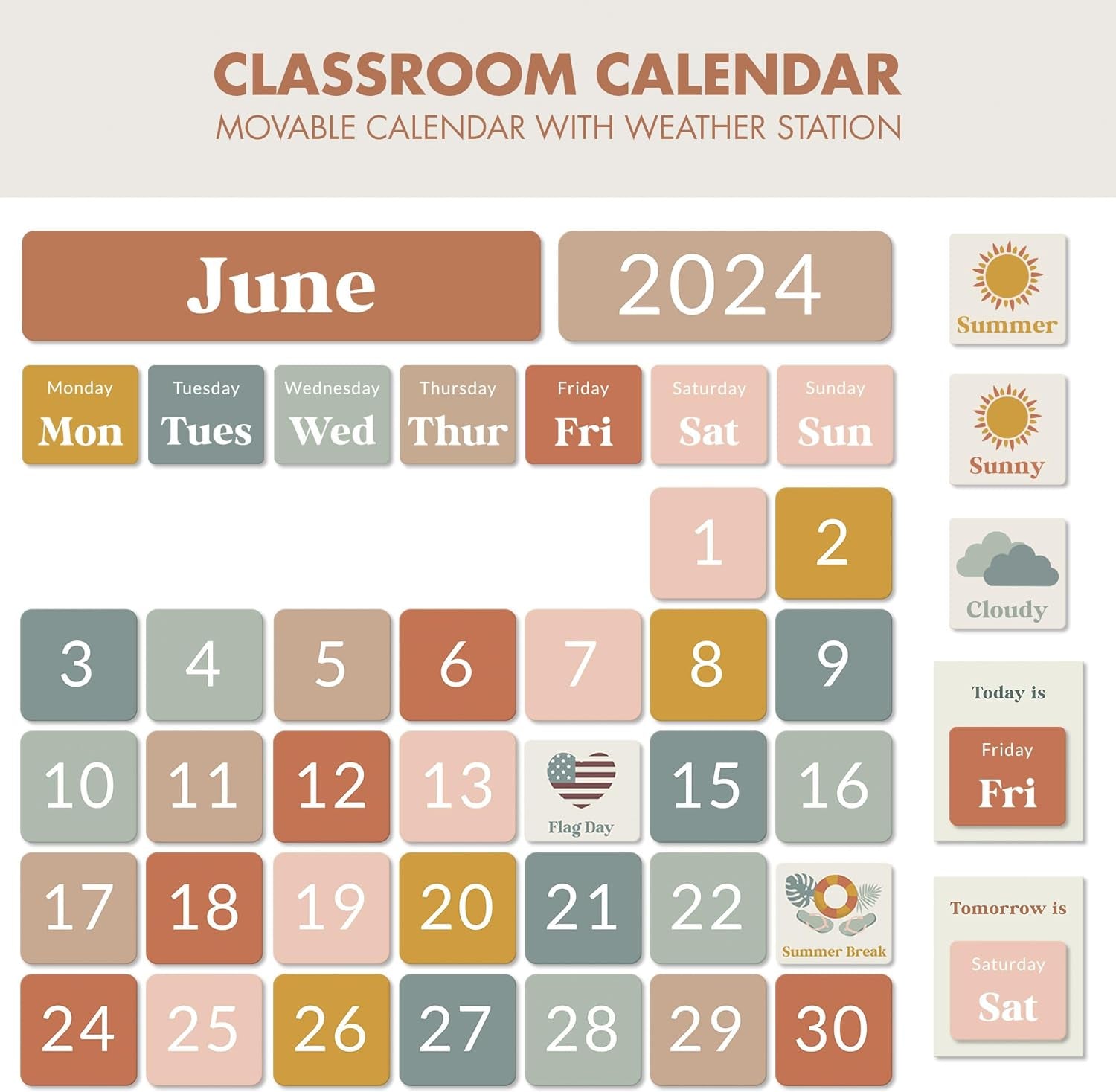 The Ultimate Classroom Calendar Pocket Chart for Kids - Simplified Calendar with Educational Cards for Easy Learning - Fun Boho Classroom/Teacher Must Have Supplies That Fits Nicely W/Any School Decor