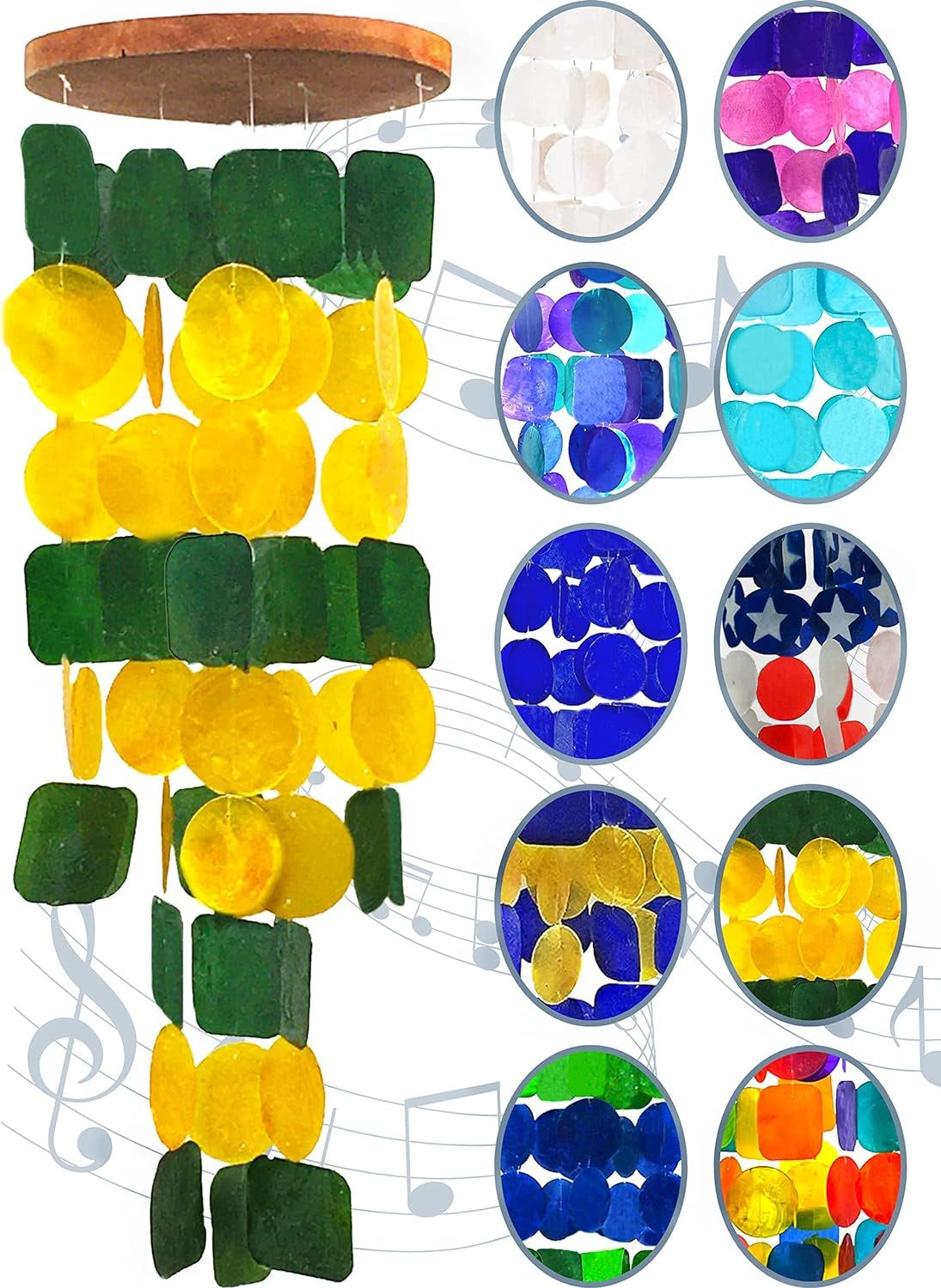 24898 Capiz Wind Chimes Sea Glass Shells Large 27 Inch outside Windchimes Home Decor Outdoor Garden Patio Yard Lawn Unique Gifts for Mom Grandma Woman Sympathy Memorial Remembrance