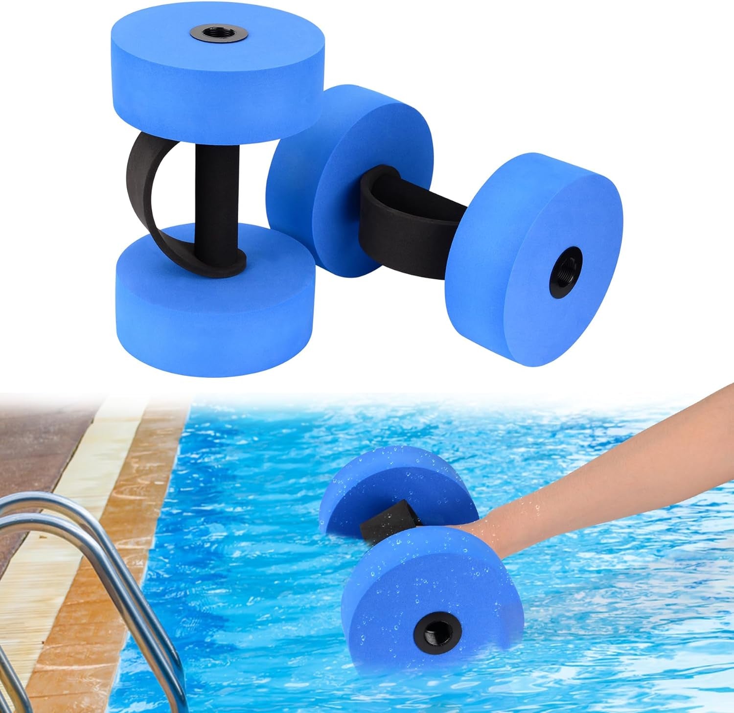 Aquatic Exercise Dumbbells Water Dumbbell Pool Resistance Aquatic Fitness Barbells with 4 High-Density EVA Foam Pool Weights Dumbbells, for Water Aerobics Weight Loss