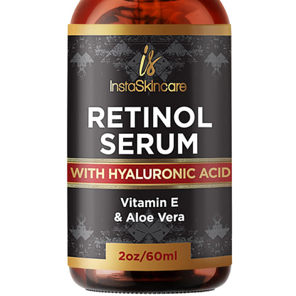 DOUBLE SIZED (2Oz) Retinol Serum for Face with Hyaluronic Acid   Vitamin E and